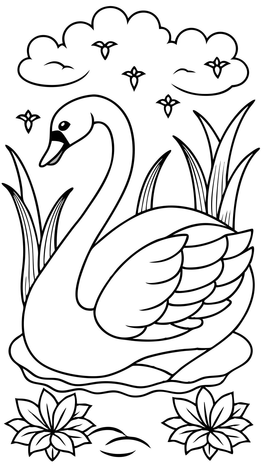 Página para colorear de un cisne